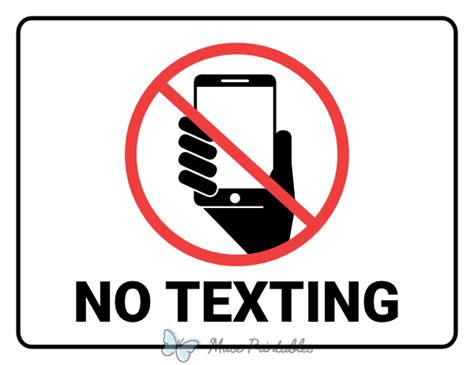 Printable No Texting Sign