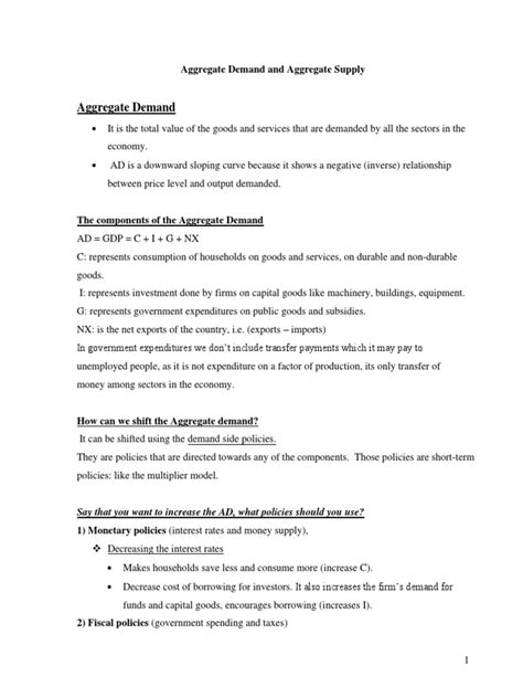 Aggregate Demand and Aggregate Supply | PDF | Aggregate Demand | Supply ...