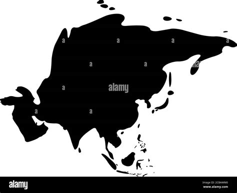 Silueta Negra De Asia Mapa De Contorno Del Continente Ilustración Simple De Vector Plano