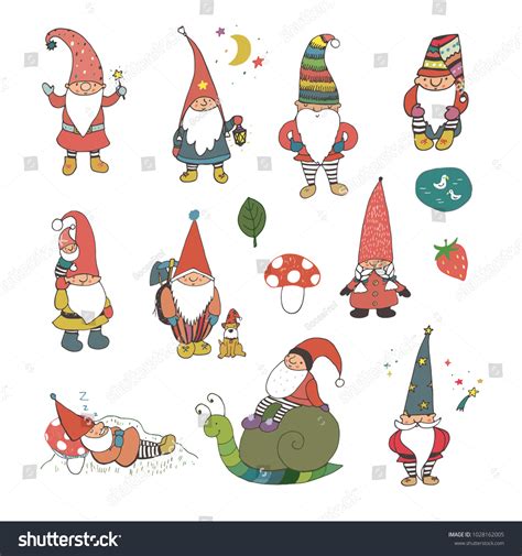 Fairytale Fantastic Gnome Dwarf Elf Cartoon Stock Vector Royalty Free 1028162005 Shutterstock