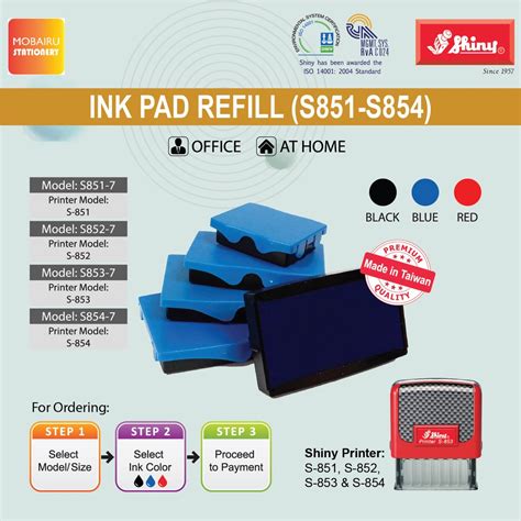 Ink Pad Cartridges Refill For Self Inking Stamps Shiny Printer S