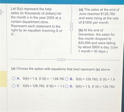 Solved Let S X Represent The Total Sales In Thousands Of Chegg