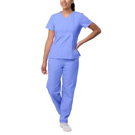 Sivvan Womens Scrub Set Multi Pocket Cargo Pants And Stylish Mock Wrap Top Available In 15