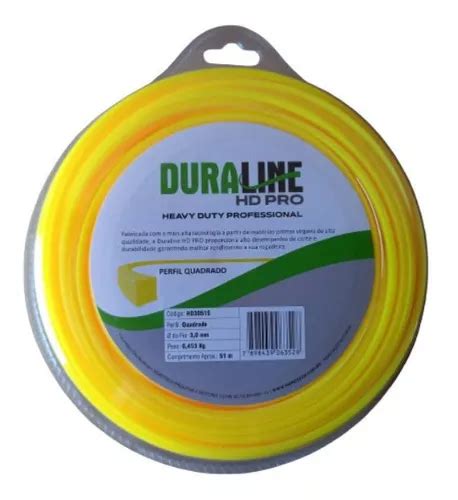 Fio Nylon P Rocadeiras 3mm Quadrado Blister 51mts Duraline Cor Amarelo