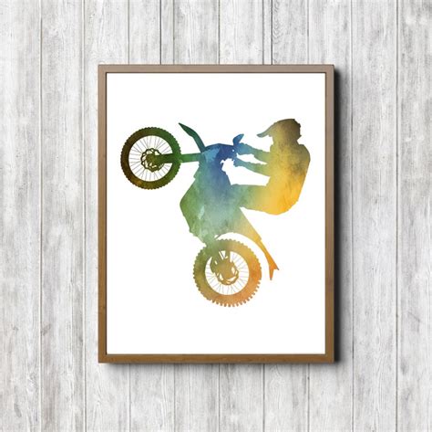 Printable Dirt Bike & Rider Silhouette Wall Art Motocross | Etsy