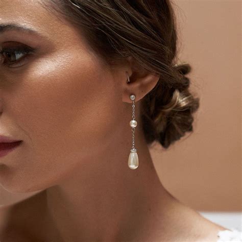 Boucles Doreilles Mariage Perle Bijoux Mariée Goutte Bijoux Mariage Boucle D Oreille