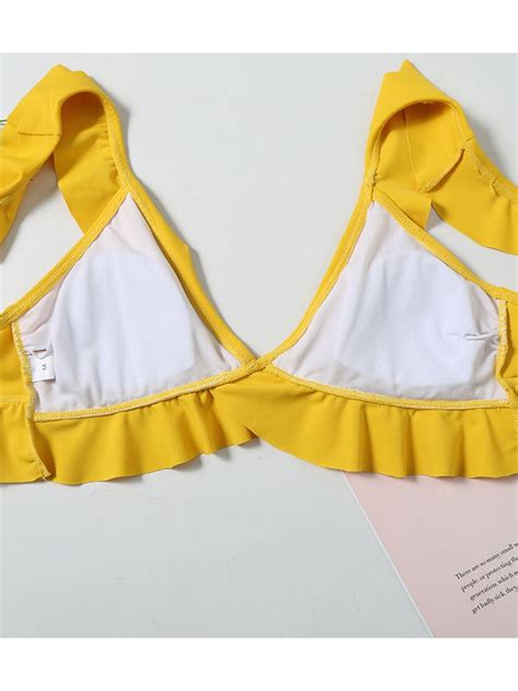 Split Swimsuit Small Chest Lotus Leaf Two Piece Bikini