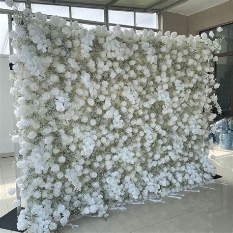 Custom Flowerwall 5D 3D White Roll Up Cloth Flower Wall Wedding Decor