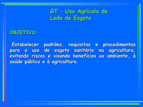 PPT GT Uso Agrícola de Lodo de Esgoto PowerPoint Presentation free