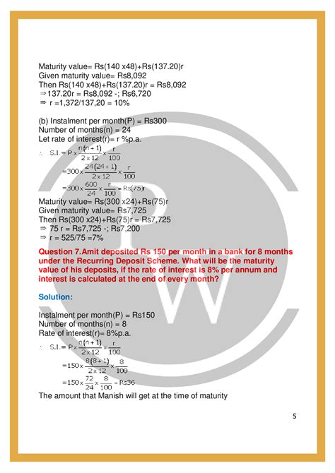 Icse Class 10 Maths Exercise 2a Banking Recurring Deposit