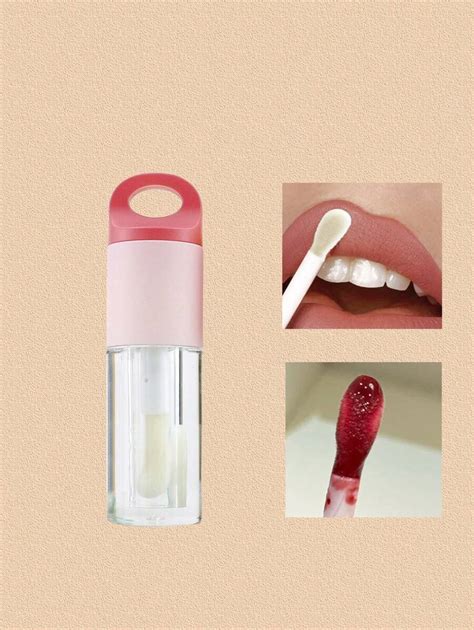 1 pièce Tube de gloss à lèvres rose mignon bicolore pinceau à grosse