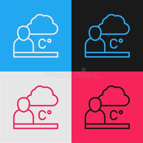 Pop Art Line Weather Forecast Icon Isolated On Color Background Vector