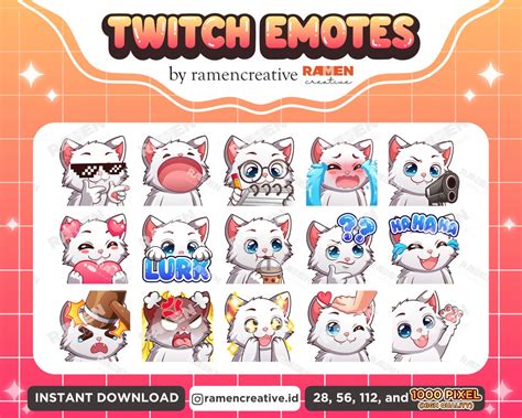 Cat Twitch Emotes 15 White Cat Emotes Twitch Emotes Discord Emotes