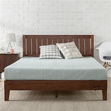 Zinus Deluxe Antique Espresso Solid Wood Queen Platform Bed Frame