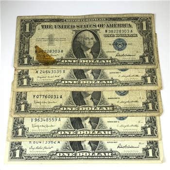 Lot Of Five 5 1 United States Silver Certificates Series 1957