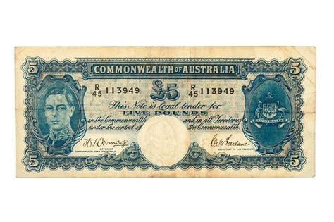 Australian Five Pound Banknote King George Vi Coins Numismatics