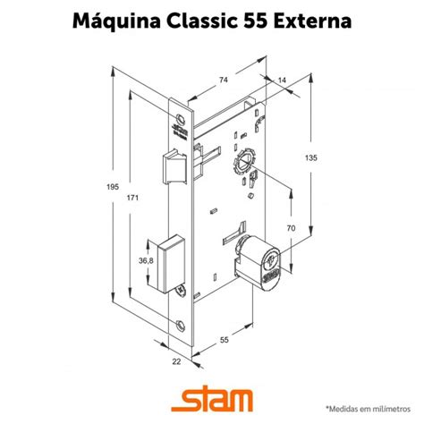 Fechadura Ix Broca Mm Roseta Quadrada Inox Polido Externa