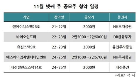 이번주 공모주 청약 바이오인프라 등 5개사 네이트 뉴스