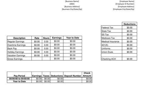 Free Printable Pay Stub Templates Excel Pdf Word