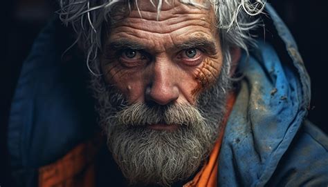 Premium AI Image | homeless person emotional editorial portrait photography