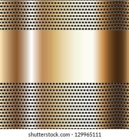 Golden Background Perforated Sheet Vector Version Stock Illustration