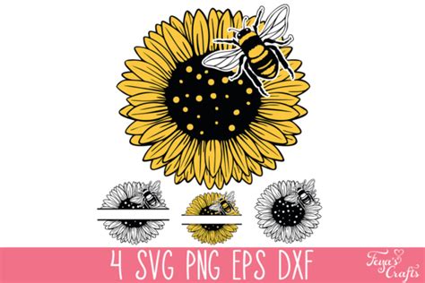 Sunflower And Bee Svg Pack Graphic By Anastasia Feya Creative Fabrica