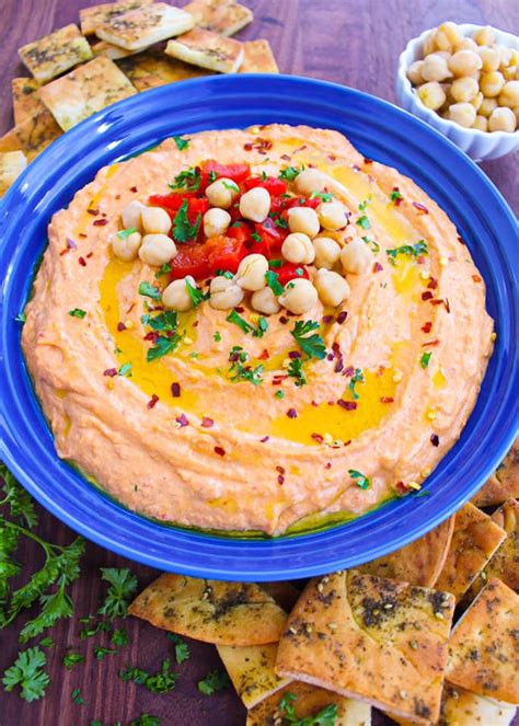 Roasted Red Pepper Hummus Recipe Maral In The Kitchen