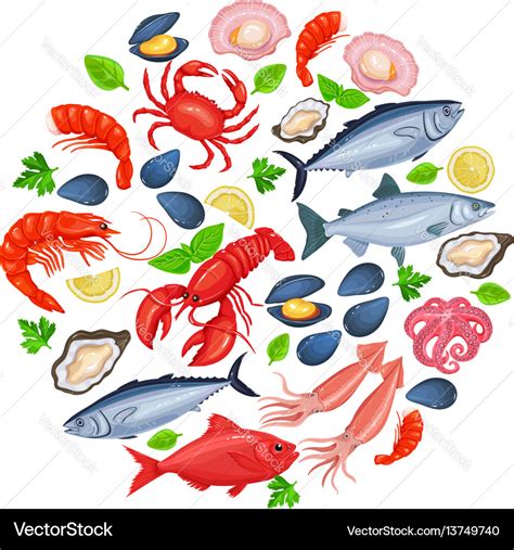 Icons seafood Royalty Free Vector Image - VectorStock