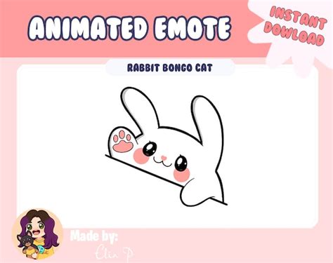 Bunny Animated Bongo Cat Emote Twitch Youtube Discord Etsy