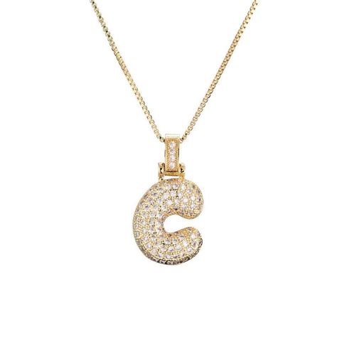 Pave Bubble Initial Necklace Gold In Initial Necklace Letter