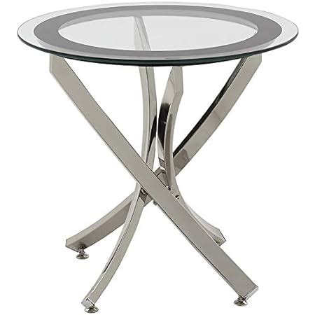 Amazon Bowery Hill Round Glass Top Accent End Table In Chrome