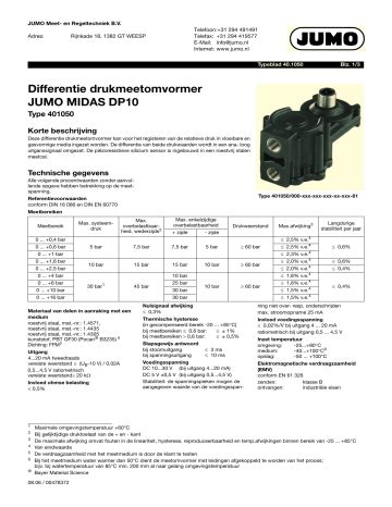 Jumo Oem Differential Pressure Transmitter Data Papier Manualzz