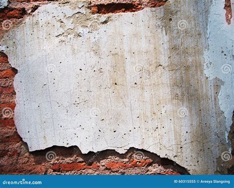 Cracked Concrete Showing Aged Brick Wall Stock Image Image Of