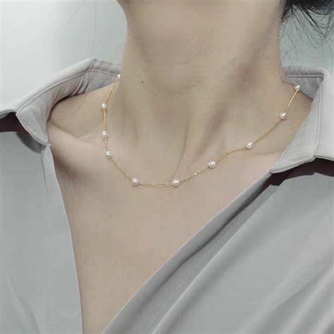 Collana Di Perle Finte Da Donna Con Catena Semplice A Clavicola Ebay