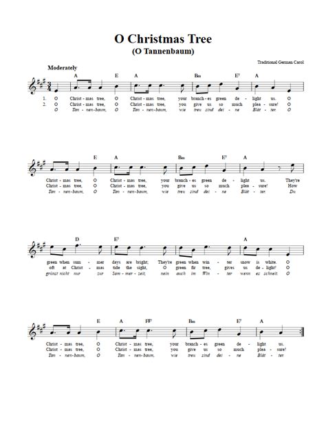 O Christmas Tree: Chords, Lyrics, and Sheet Music for B-Flat Instruments