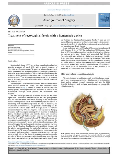 Pdf Treatment Of Rectovaginal Fistula With A Homemade Device