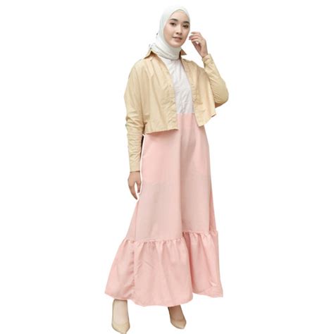 Jual Gamis Outer Casual Terbaru Wanita Remaja Bahan Silk Lg 781 Cream