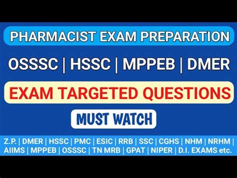 Pharmacist Exam Preparation Important MCQS For OSSSC HSSC MPPEB