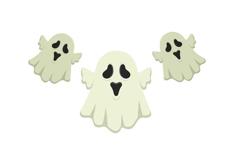 Three Scary Ghosts Vector Flat Design. Ghost Cartoon isolated on white ...