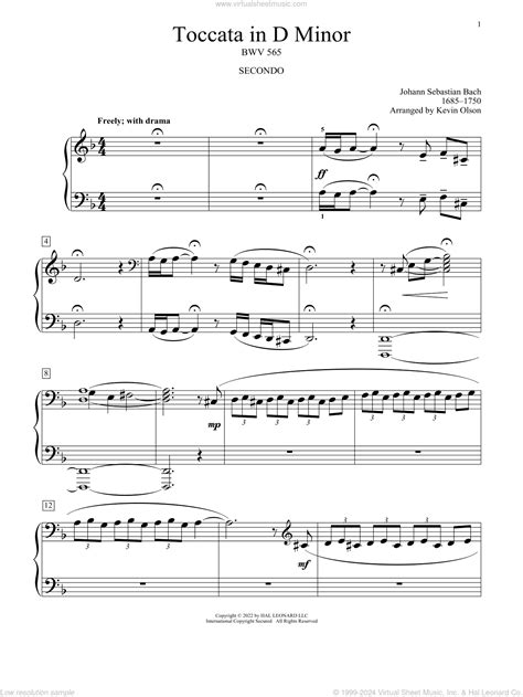 Toccata In D Minor Bwv Arr Kevin Olson Sheet Music For Piano