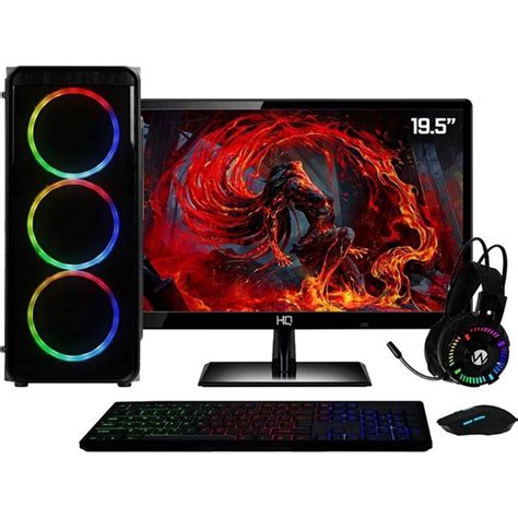 Super Pc Gamer Completo Monitor 19 Pol 16 Gb Ram SSD HD Placa De