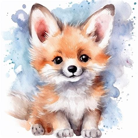 Premium AI Image | Watercolor painting of a fox dog