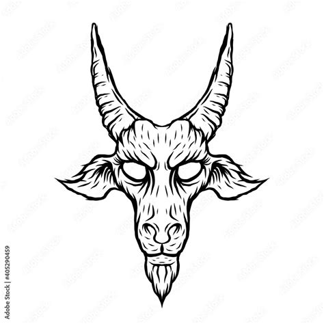 Vetor De Evil Goat Head Illustration Baphomet Illustration For Tattoo