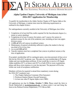 Fillable Online Lsa Umich Pi Sigma Alpha Application 2015 2016 LSA