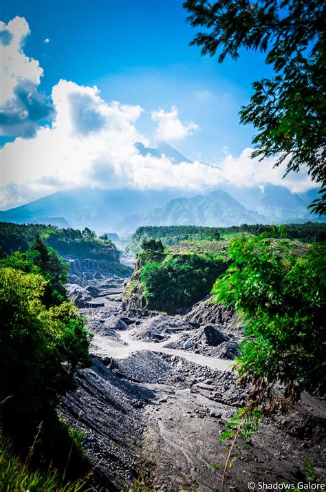 a river running through a lush green forest under a blue sky with ...