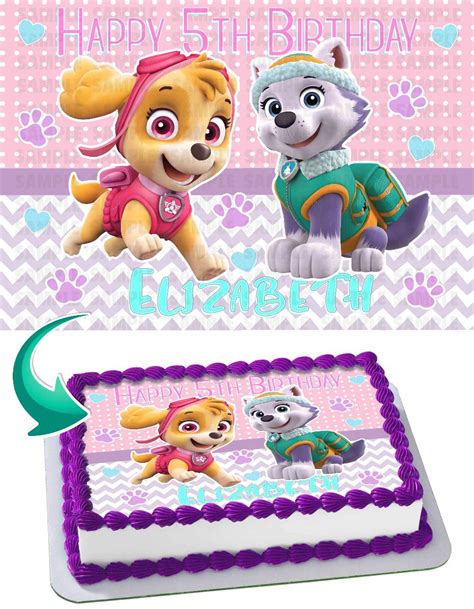 Buy Cakecery Paw Patrol Skye And Everest Edible Cake Image Topper