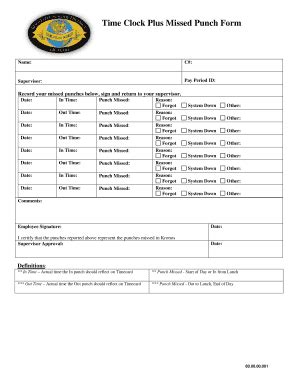 Fillable Online Time Clock Plus Missed Punch Form Fax Email Print