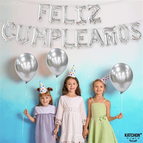 Katchon Cartel De Globos Plateados De Feliz Cumpleanos Pulgadas