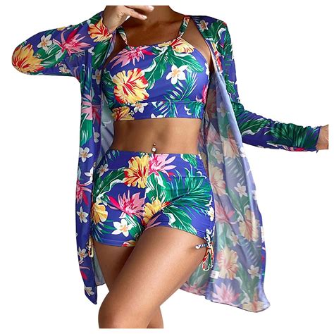 Qipopiq Bikinis For Women With Bikini Cover Up Open Front Printed