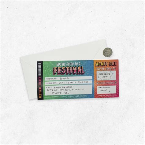 Scratch Reveal Festival Ticket Diy Surprise T Card Etsy